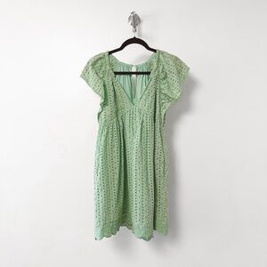Mustard Seed Spring Chic Eyelet Lace Mini‎ Babydoll Dress Romper Mint Green M